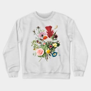 Vintage Wildflowers Botanical Flowers Bouquet Roses Violets Crewneck Sweatshirt